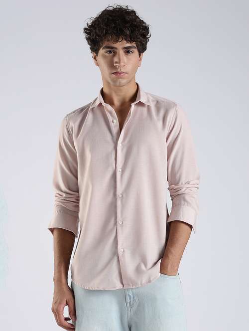 men solid long sleeve slim fit casual shirt - 22086623 - Standard Image - 0