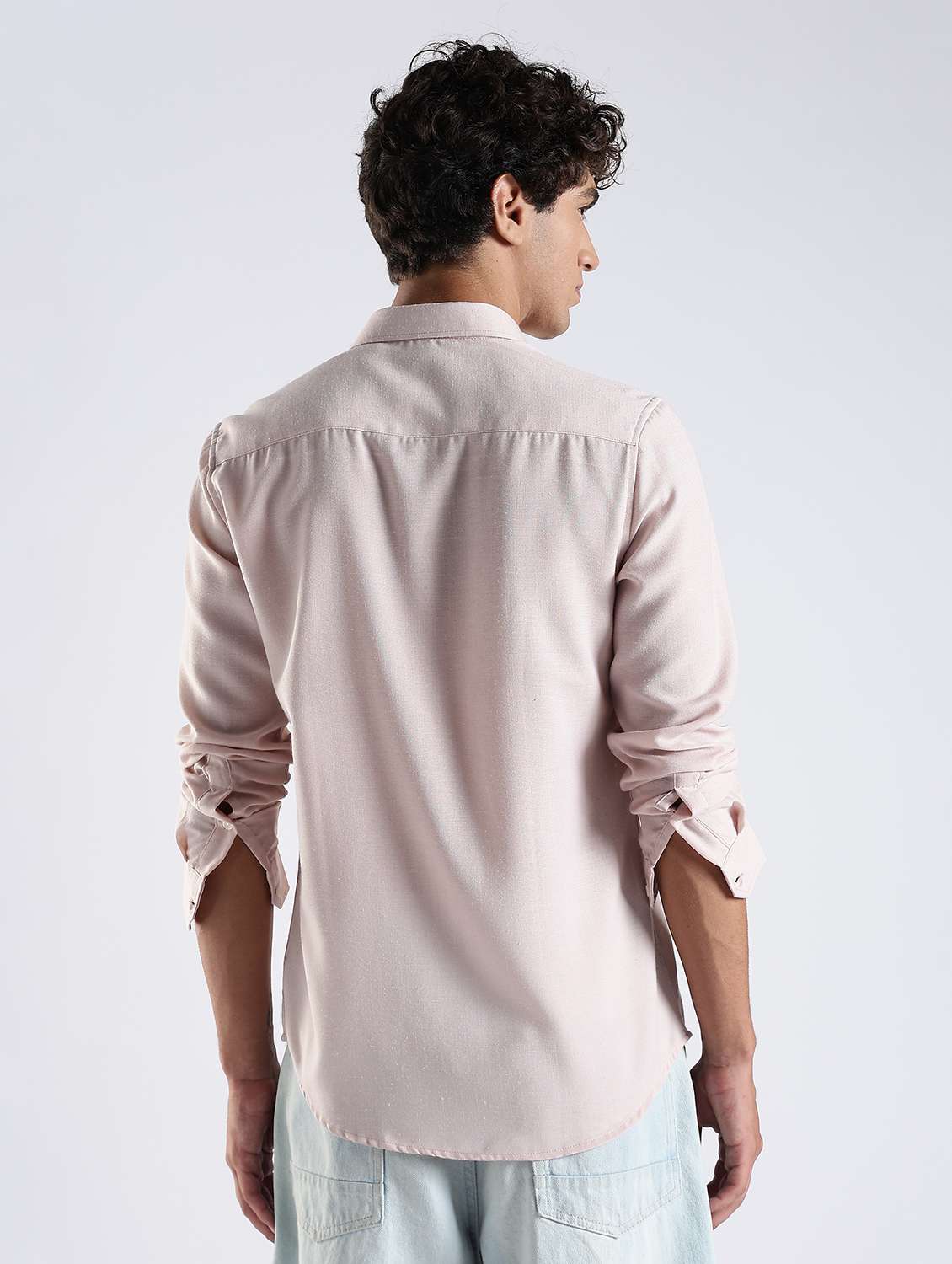 men solid long sleeve slim fit casual shirt - 22086623 - Standard Image - 2