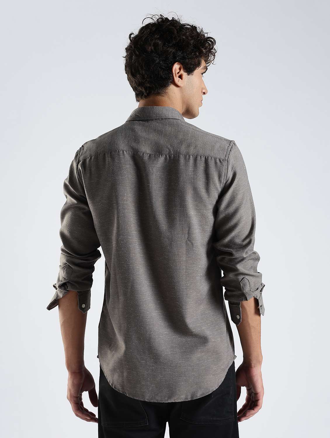 men solid long sleeve slim fit casual shirt - 22086628 -  Standard Image - 2