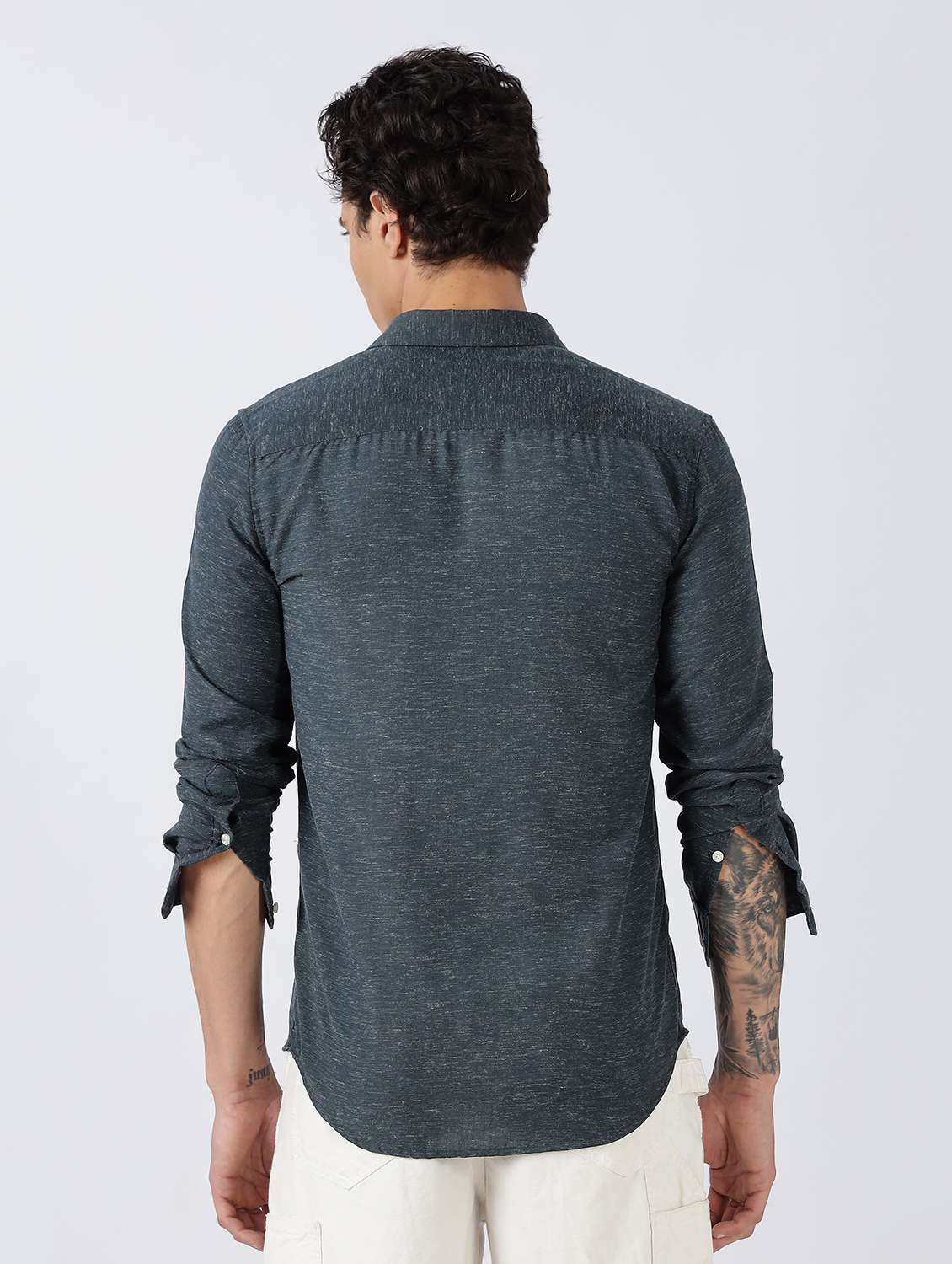 men solid long sleeve slim fit casual shirt - 22086629 -  Standard Image - 2