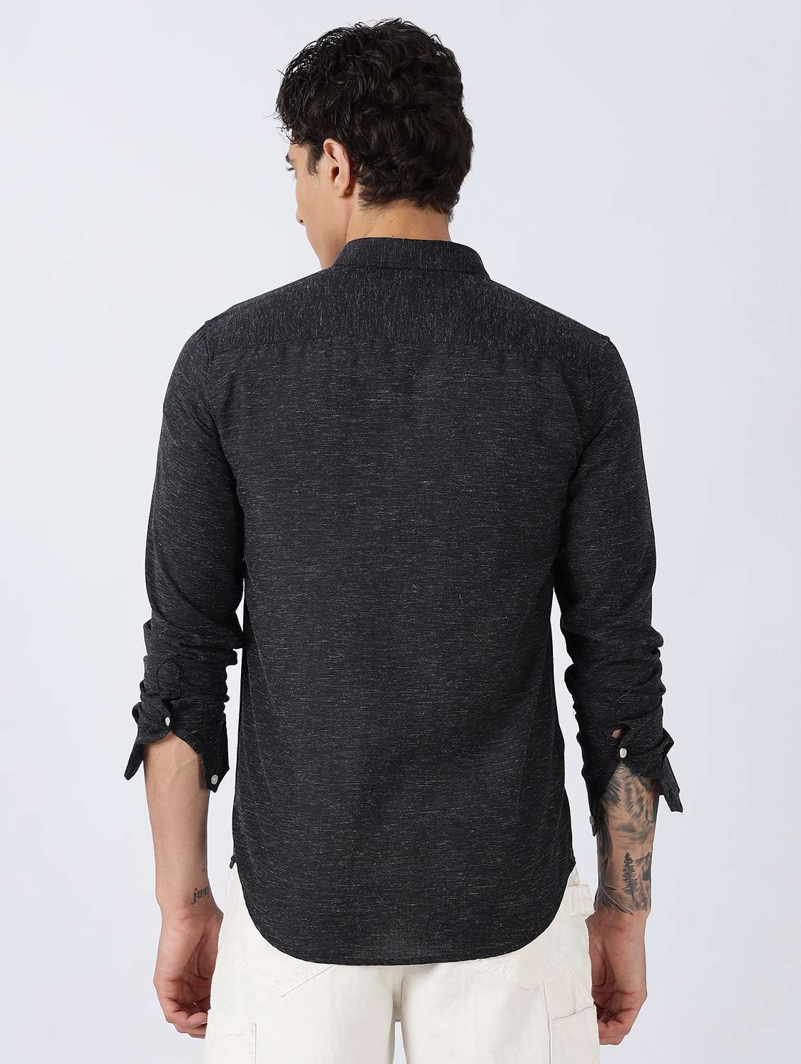 men solid long sleeve slim fit casual shirt - 22086630 - Standard Image - 2