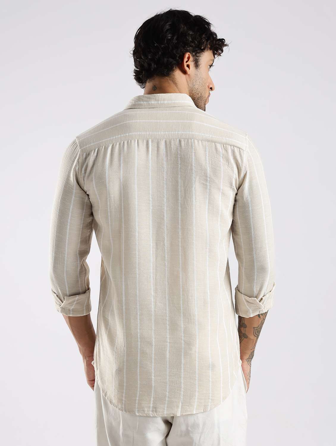men striped long sleeve slim fit casual shirt - 22086632 -  Standard Image - 2