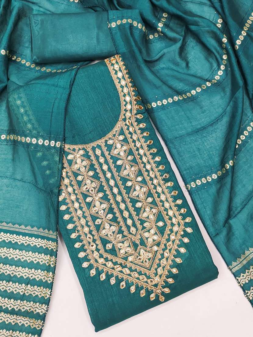 women solid wiith work embroidered unstitched suit set - 22086674 - Standard Image - 2