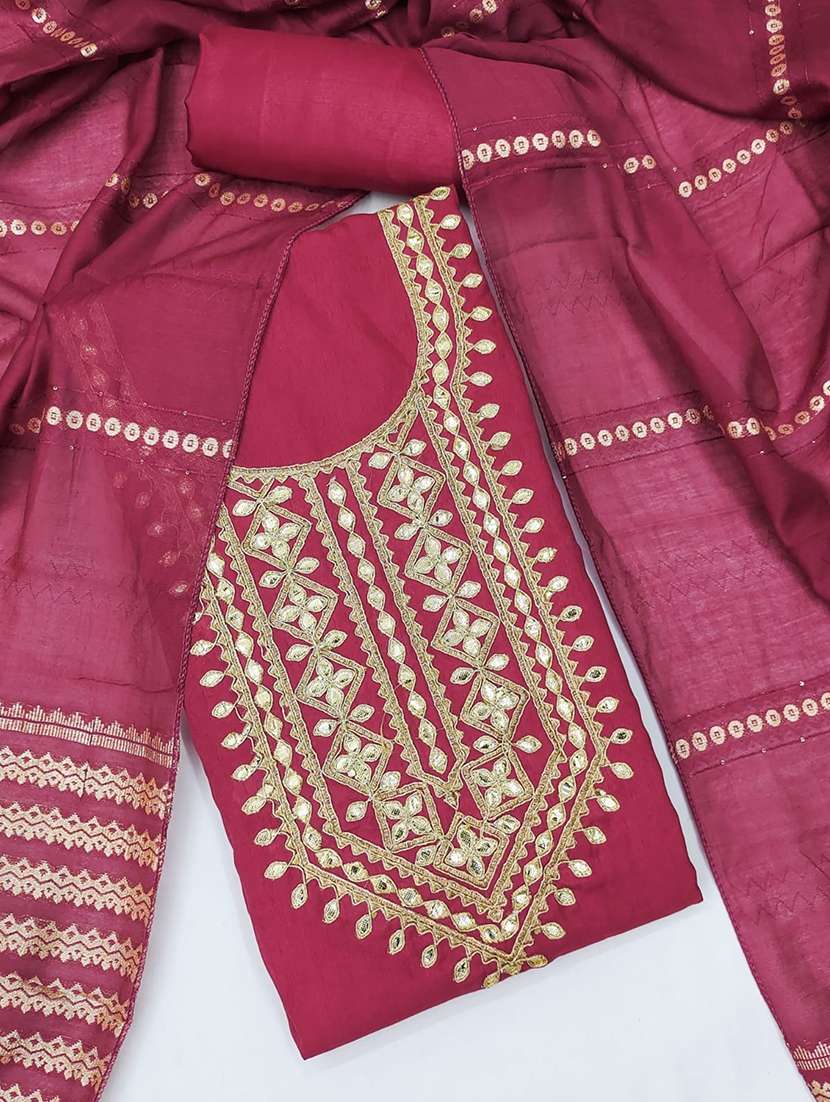 women solid wiith work embroidered unstitched suit set - 22086675 -  Standard Image - 2