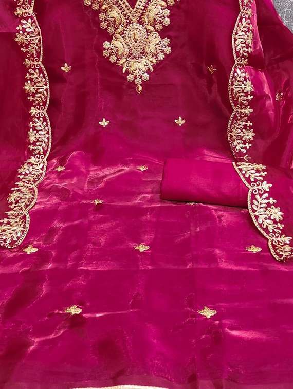 women solid wiith work embroidered unstitched suit set - 22086676 -  Standard Image - 2