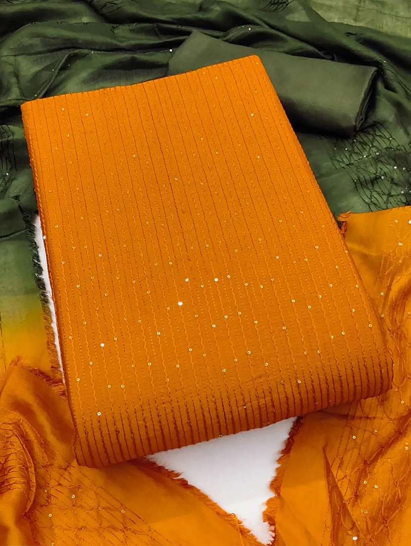 women solid wiith work embroidered unstitched suit set