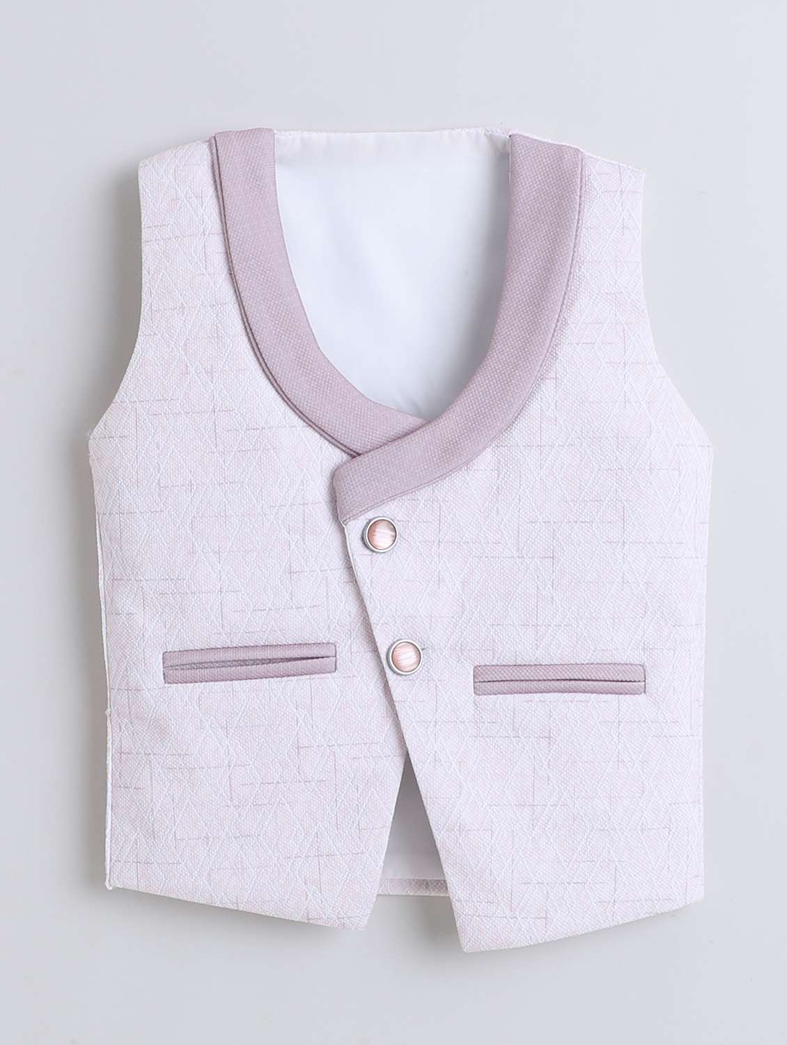 boys solid shirt and trouser with wasitcoat set - 22086699 -  Standard Image - 2