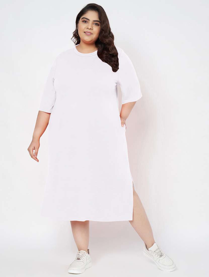 women plus size solid short sleeve t-shirt dress - 22086724 - Zoom Image - 0