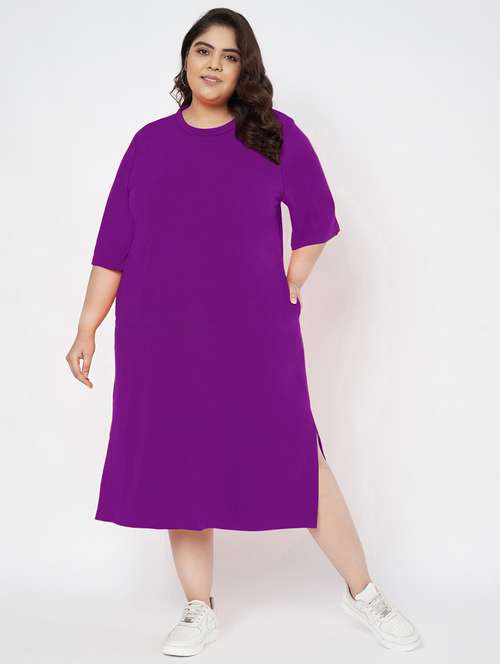 women plus size solid short sleeve t-shirt dress - 22086727 -  Standard Image - 0