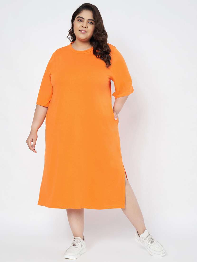 women plus size solid short sleeve t-shirt dress - 22086729 - Zoom Image - 0