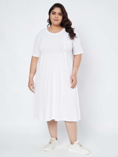 women plus size solid short a-line dress - 22086751 - Standard Image - 0