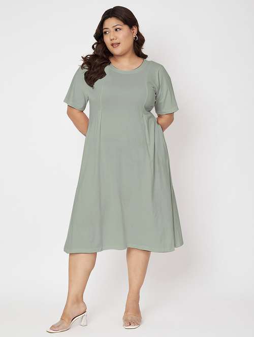 women plus size solid short a-line dress - 22086752 - Standard Image - 0