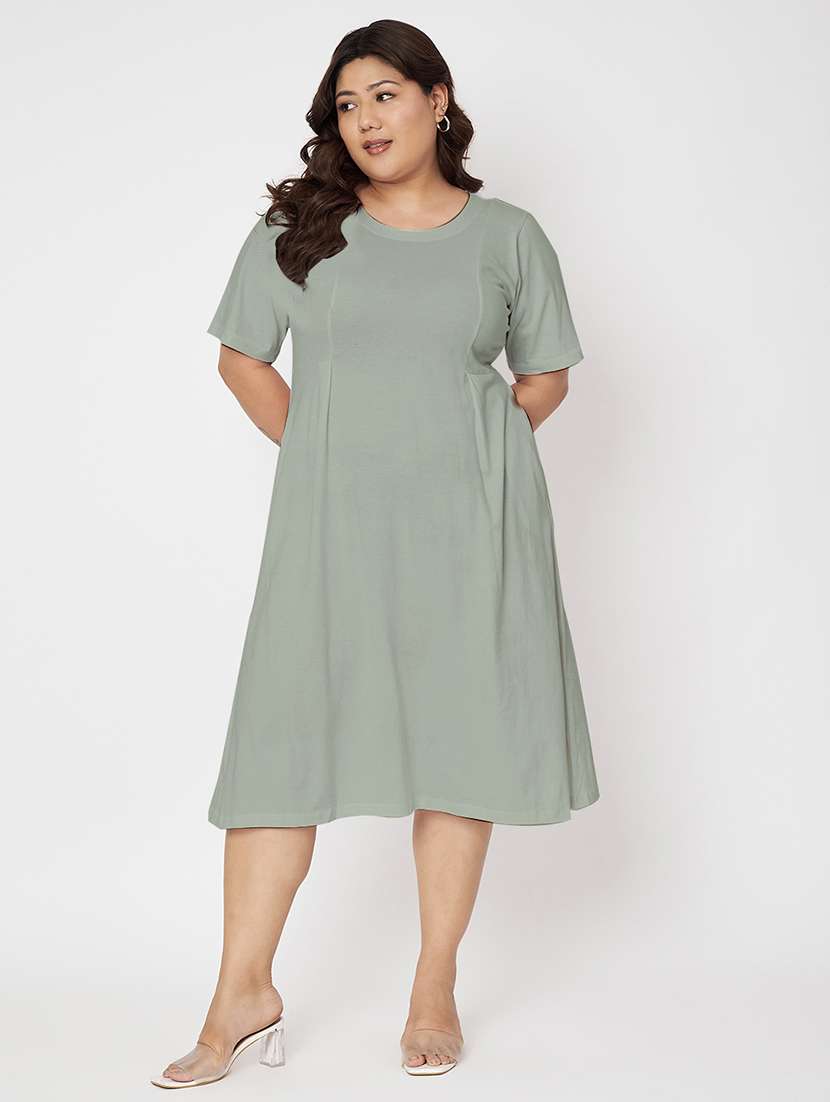 women plus size solid short a-line dress - 22086752 - Zoom Image - 0