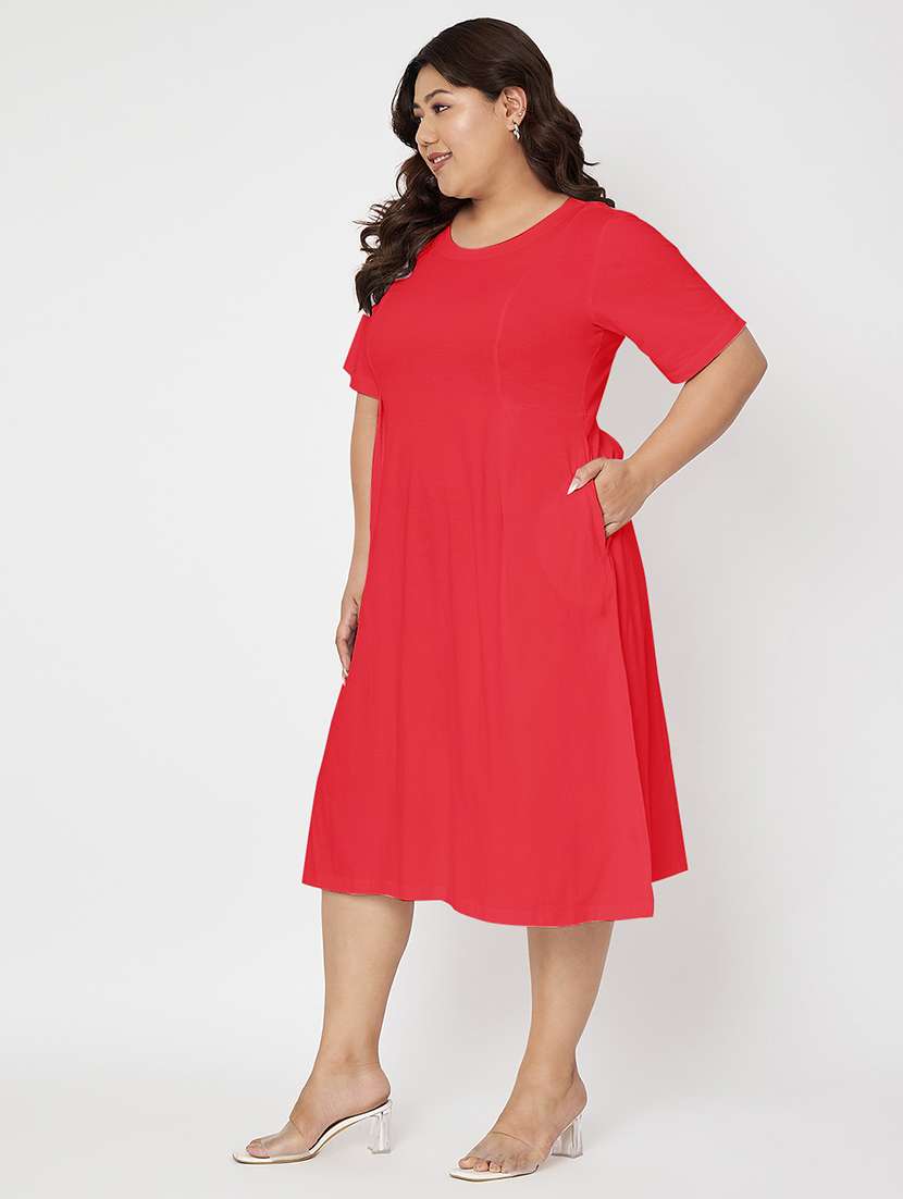 women plus size solid short a-line dress - 22086753 -  Standard Image - 2