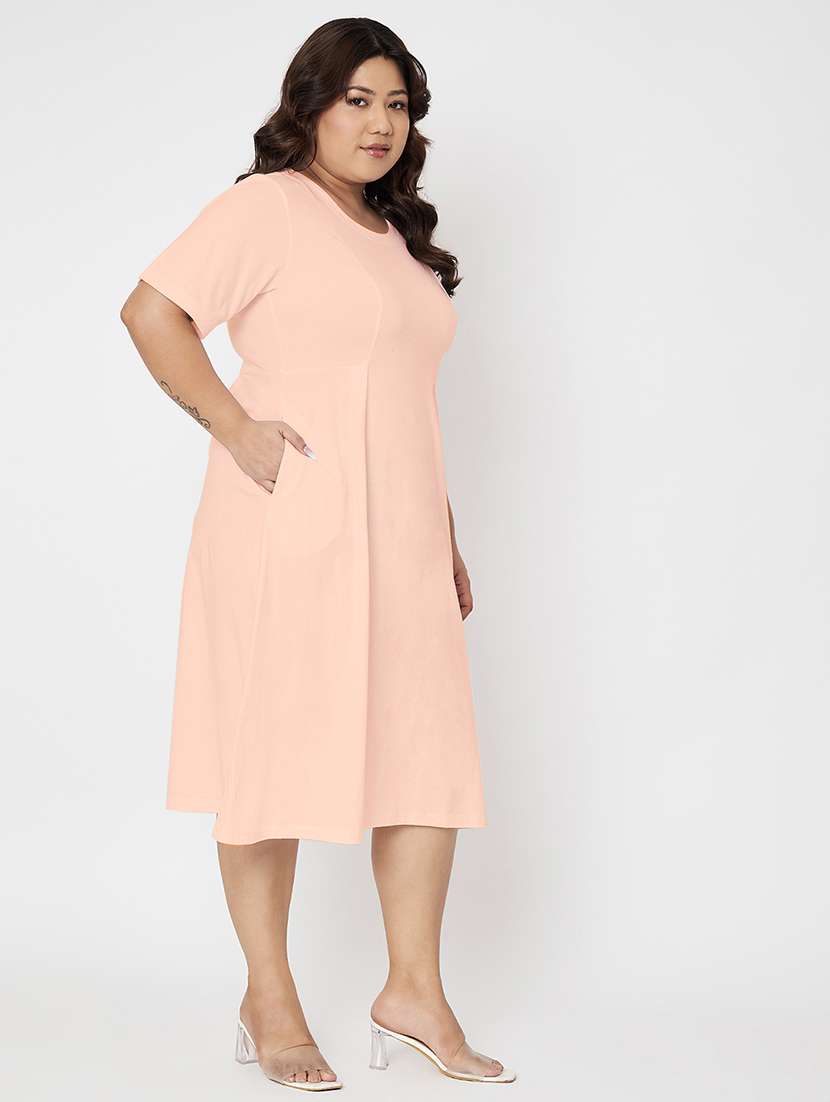 women plus size solid short sleeve a-line dress - 22086755 -  Standard Image - 2