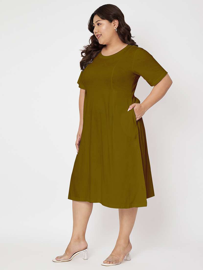 women plus size solid short sleeve a-line dress - 22086757 -  Standard Image - 2