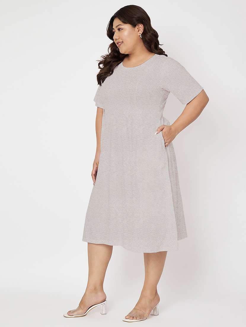 women plus size solid short sleeve a-line dress - 22086761 -  Standard Image - 2