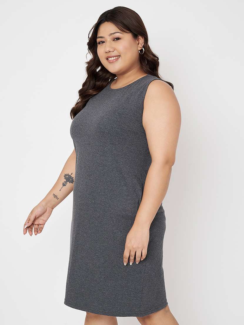 women plus size solid sleeveless a-line dress - 22086766 -  Standard Image - 2