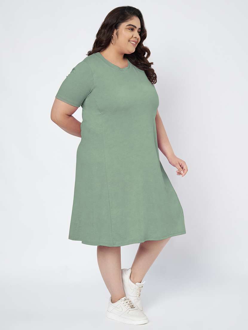 women plus size solid short sleeve a-line dress - 22086768 -  Standard Image - 2