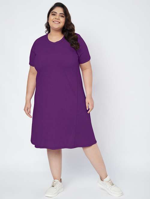 women plus size solid short sleeve a-line dress - 22086770 -  Standard Image - 0
