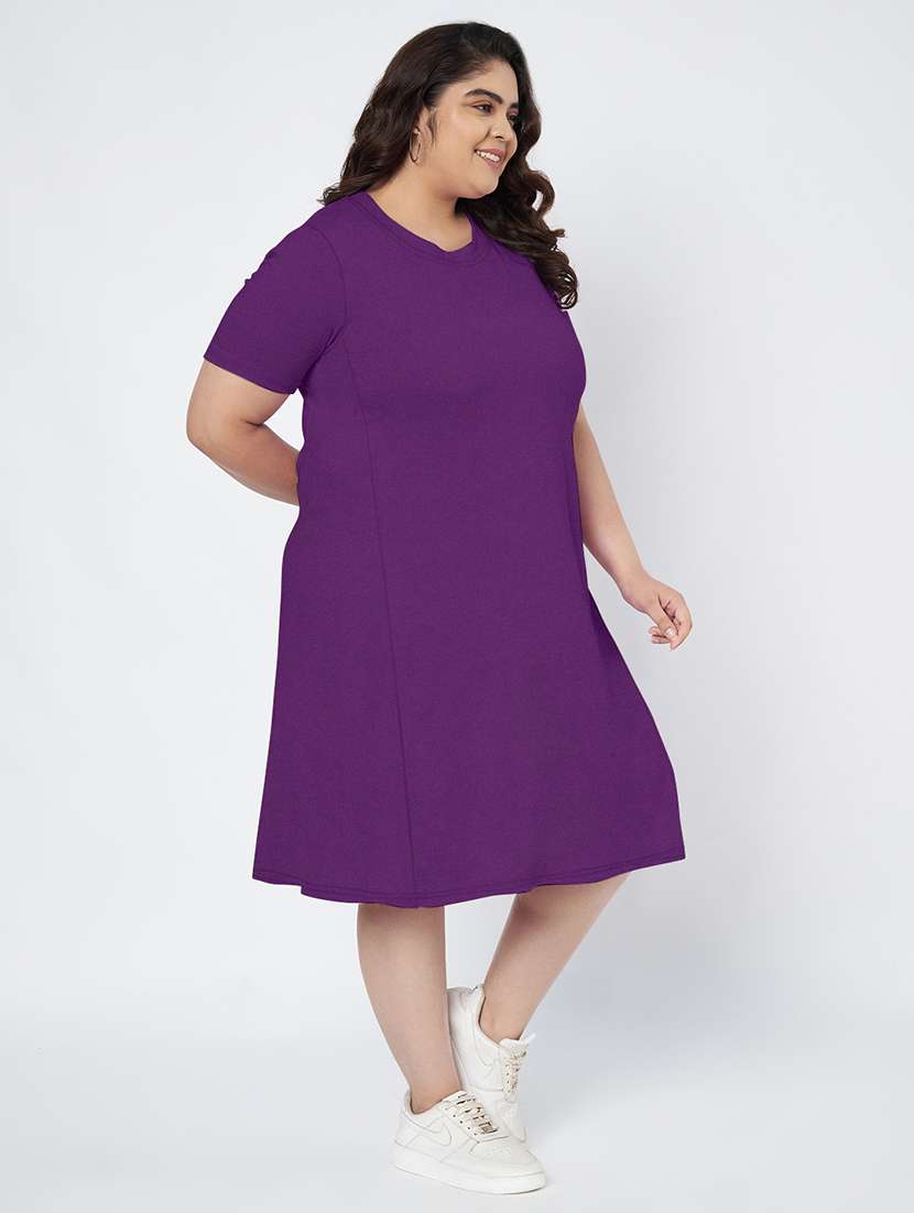 women plus size solid short sleeve a-line dress - 22086770 -  Standard Image - 2