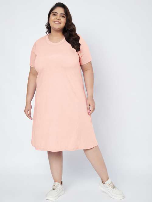women plus size solid short sleeve a-line dress - 22086771 -  Standard Image - 0