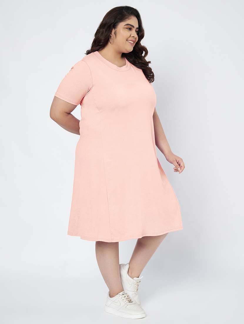 women plus size solid short sleeve a-line dress - 22086771 -  Standard Image - 2