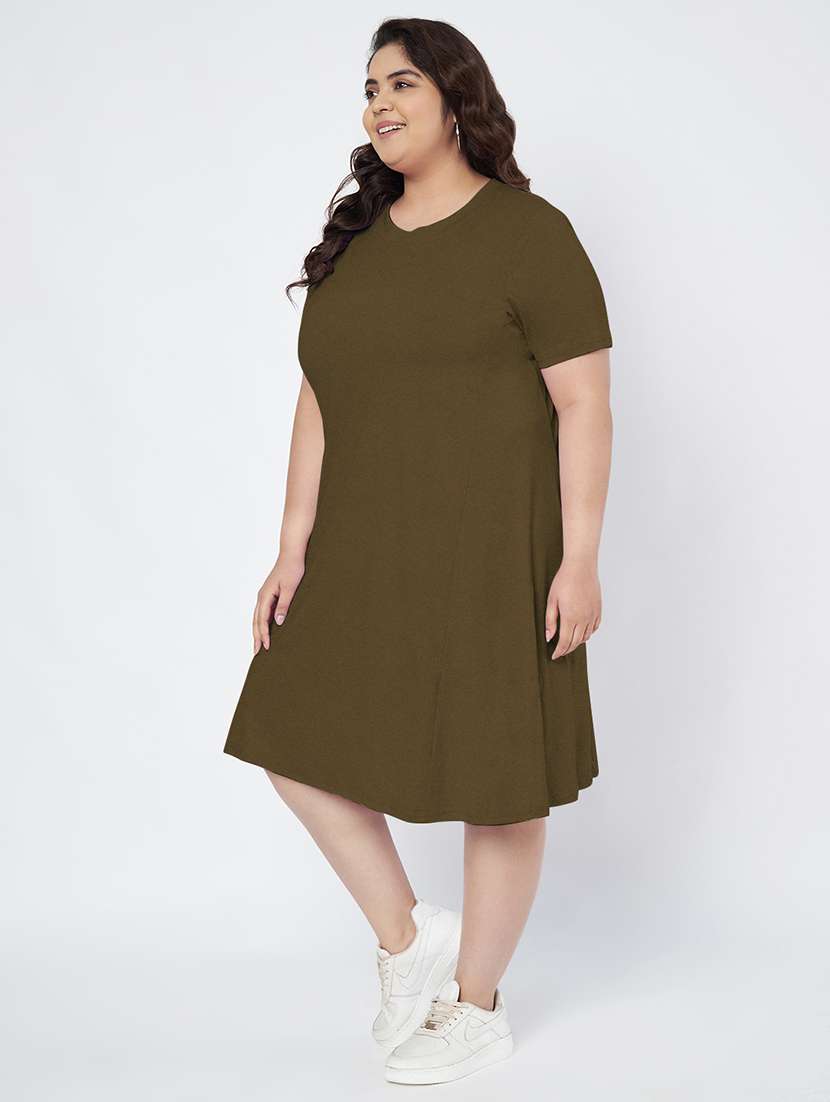 women plus size solid short sleeve a-line dress - 22086773 -  Standard Image - 2