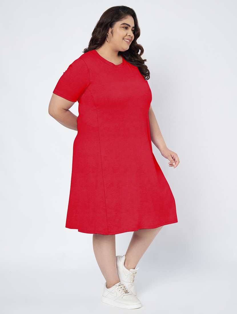 women plus size solid short sleeve a-line dress - 22086775 -  Standard Image - 2