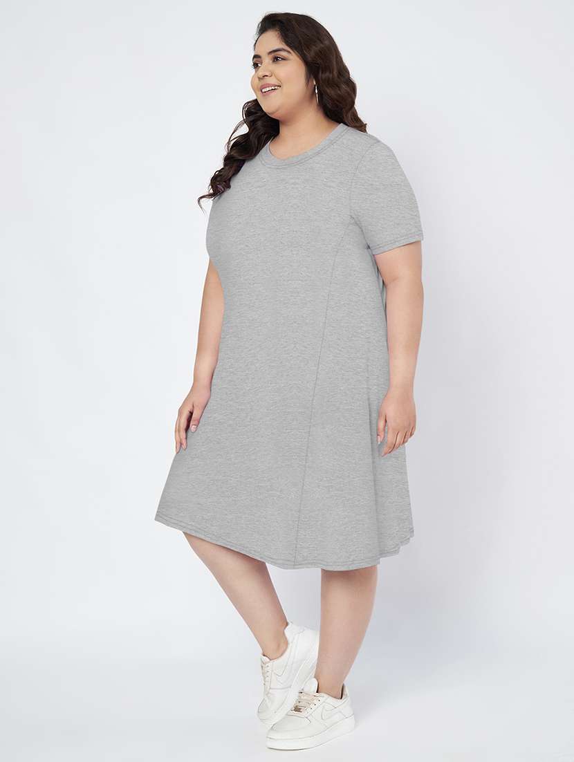 women plus size solid short sleeve a-line dress - 22086776 -  Standard Image - 2