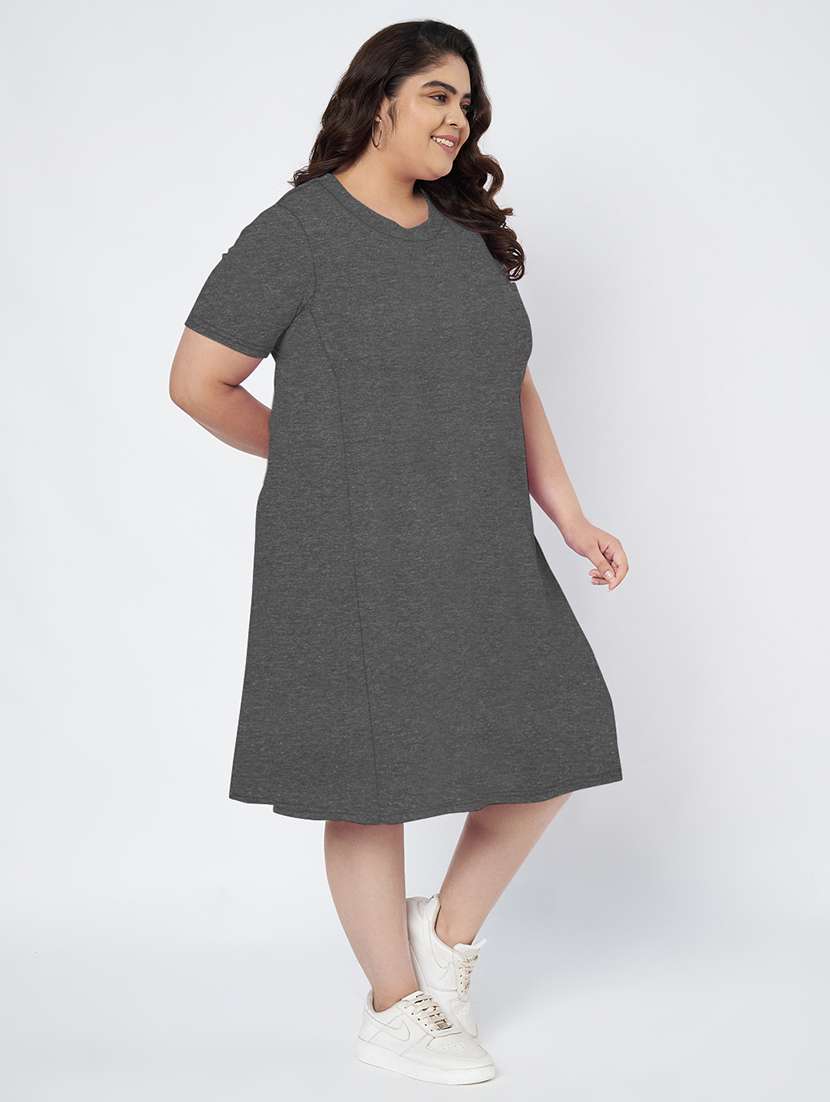 women plus size solid short sleeve a-line dress - 22086778 -  Standard Image - 2