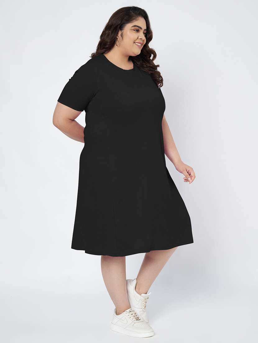 women plus size solid short sleeve a-line dress - 22086779 -  Standard Image - 2