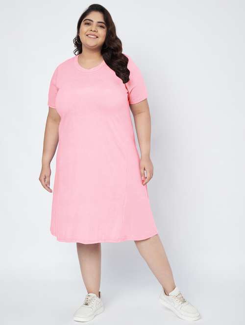 women plus size solid short sleeve a-line dress - 22086780 -  Standard Image - 0