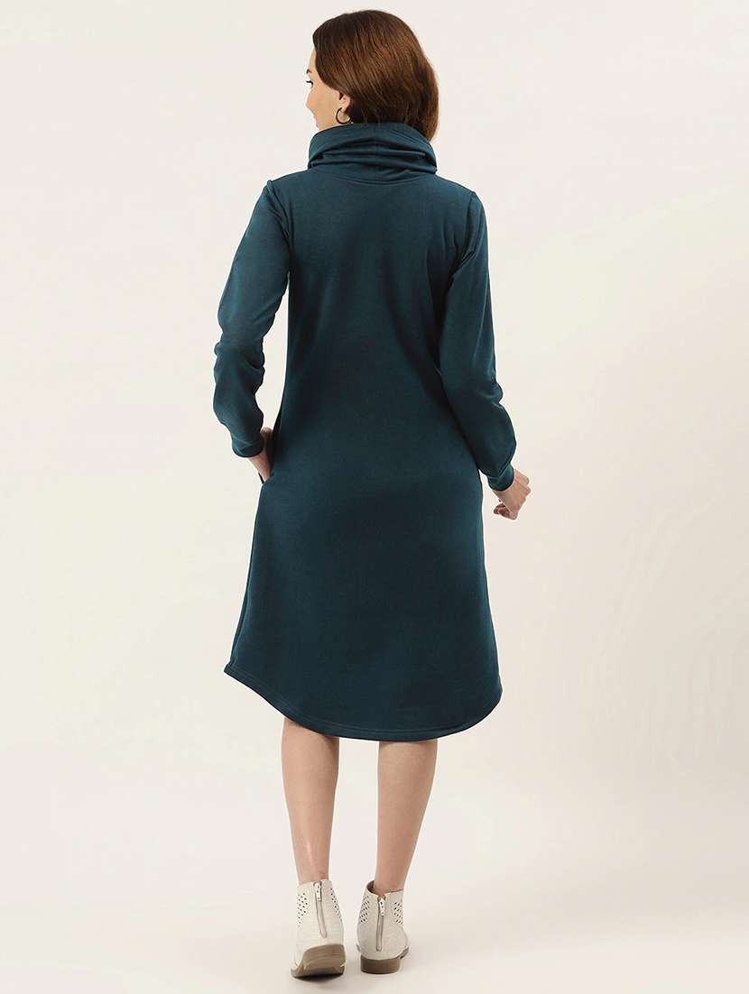 women solid long sleeve a-line dress - 22086800 -  Standard Image - 2