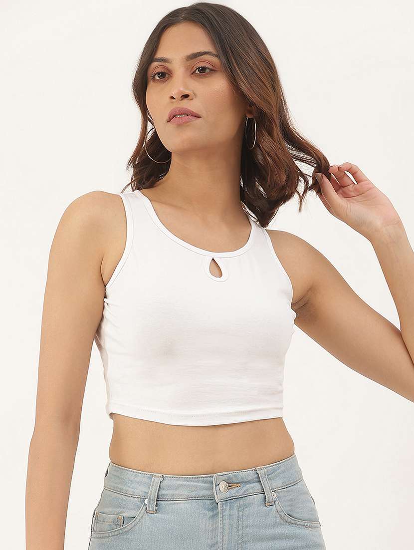 women white solid sleeveless tank top