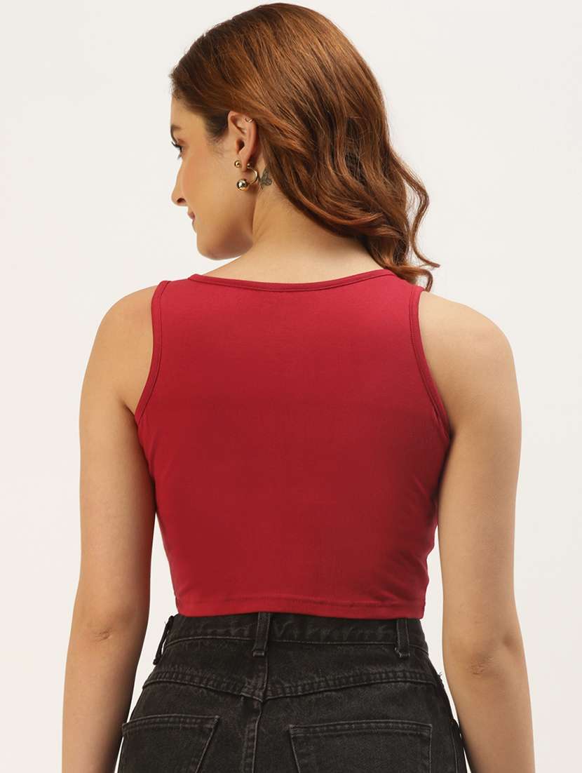 women solid sleeveless crop tank top - 22086826 -  Standard Image - 2