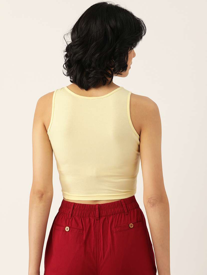 women solid sleeveless crop tank top - 22086828 -  Standard Image - 2