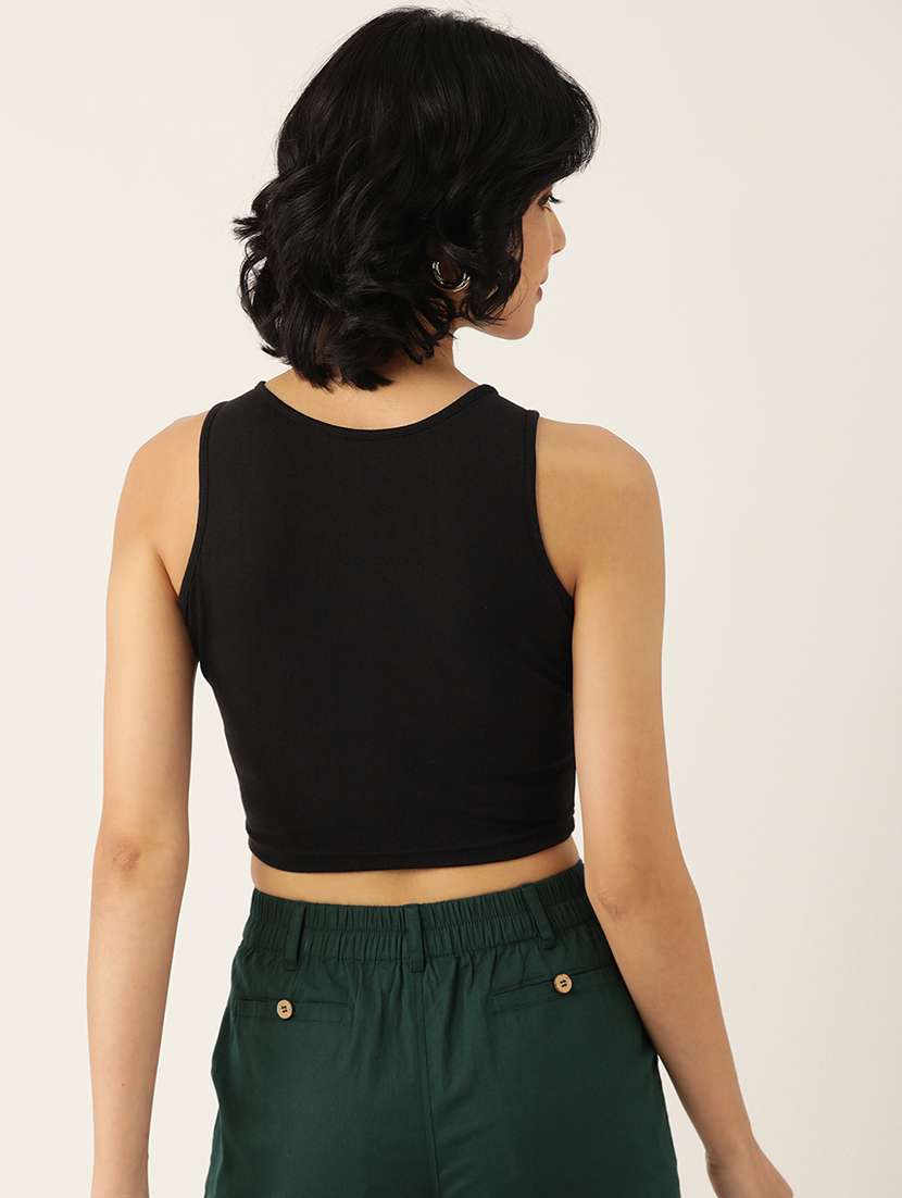 women solid sleeveless crop tank top - 22086829 -  Standard Image - 2