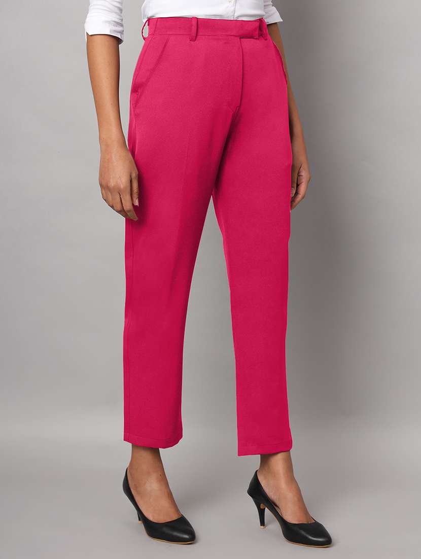 women solid high rise cigarette pants - 22086869 -  Standard Image - 2