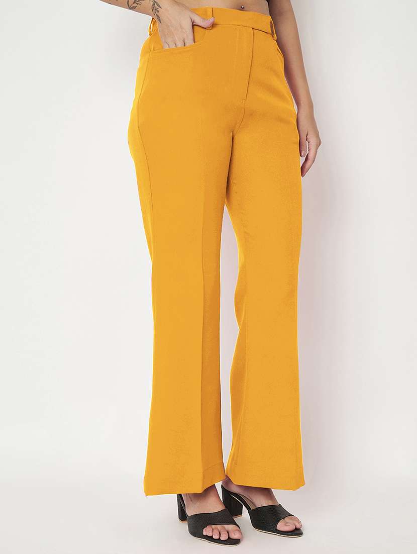 women solid high rise bootcut trouser - 22086872 -  Standard Image - 2