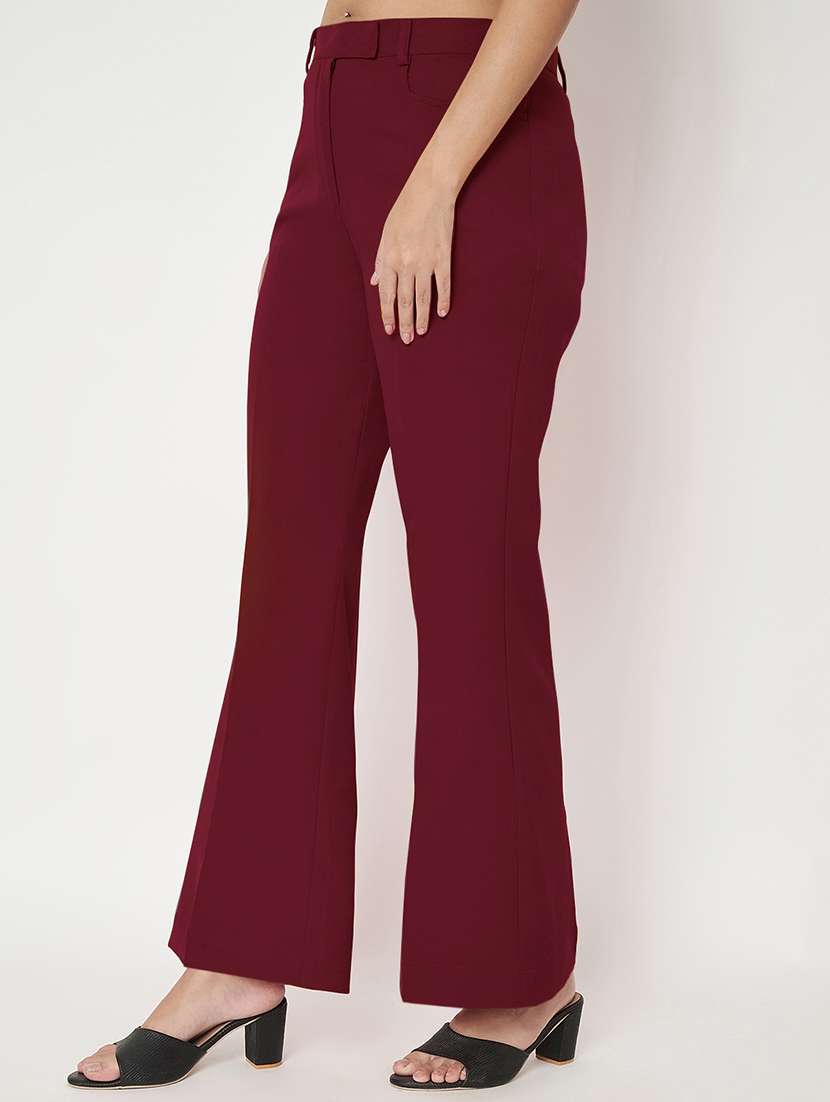 Women Solid High Rise Bootcut Trouser - 22086873 -  Standard Image - 2