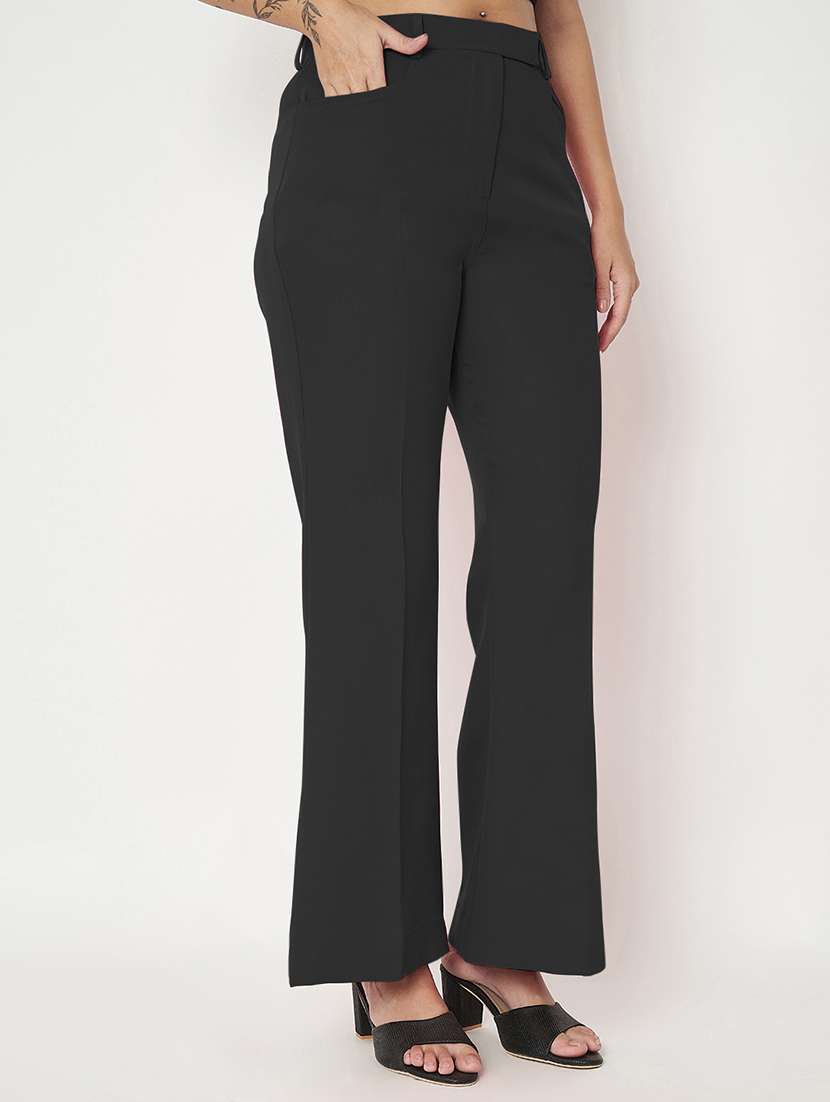 women solid high rise bootcut trouser - 22086875 -  Standard Image - 2