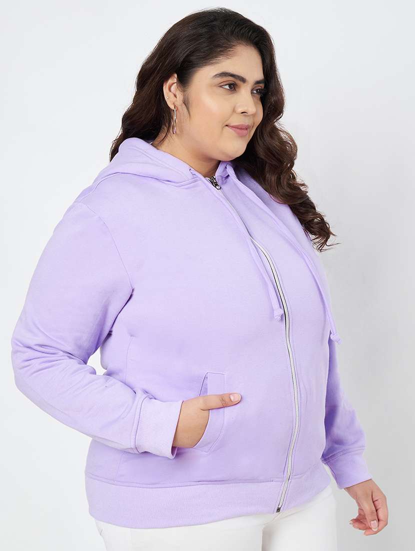women plus size solid long sleeve hooded sweatshirt - 22086882 -  Standard Image - 2
