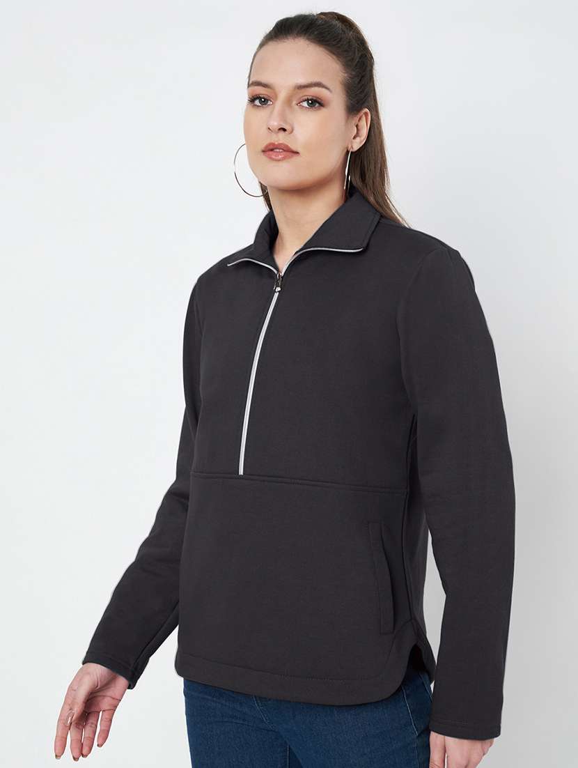 women solid long sleeve sweatshirt - 22086894 -  Standard Image - 2