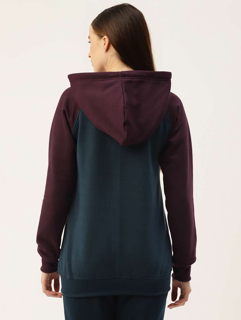 women color blocked long sleeve hooded sweatshirt - 22086918 -  Standard Image - 2