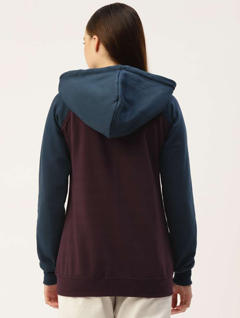 women color blocked long sleeve hooded sweatshirt - 22086919 -  Standard Image - 2