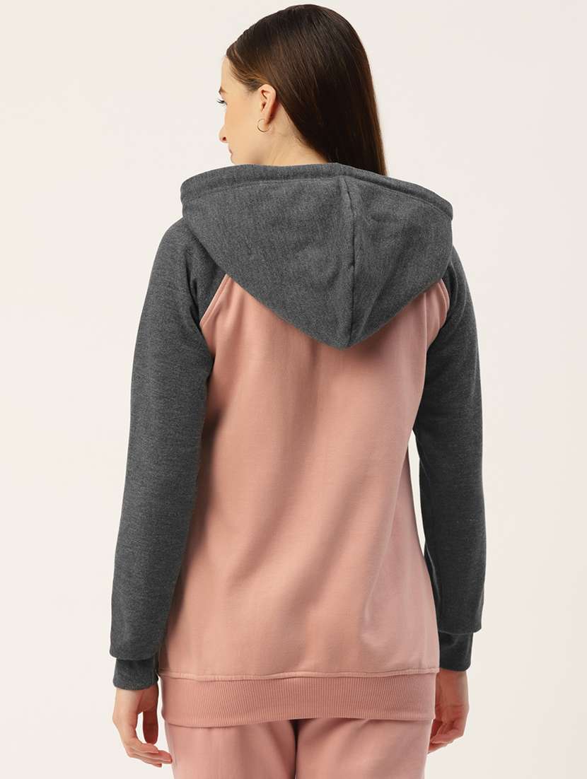 women color blocked long sleeve hooded sweatshirt - 22086920 -  Standard Image - 2