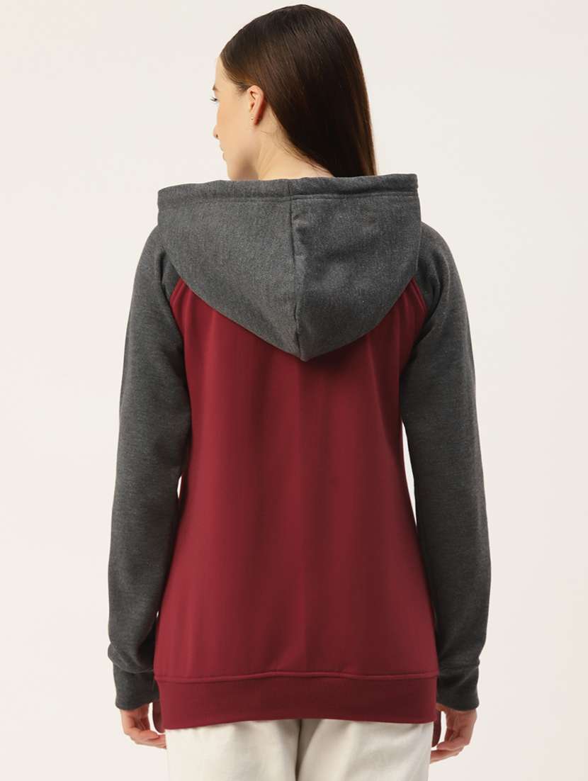 women color blocked long sleeve hooded sweatshirt - 22086921 -  Standard Image - 2