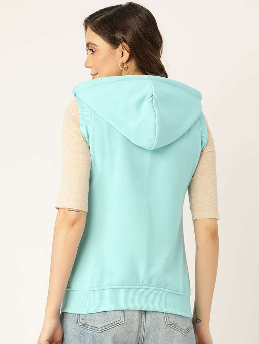 women solid sleeveless hooded sweatshirt - 22086932 -  Standard Image - 2