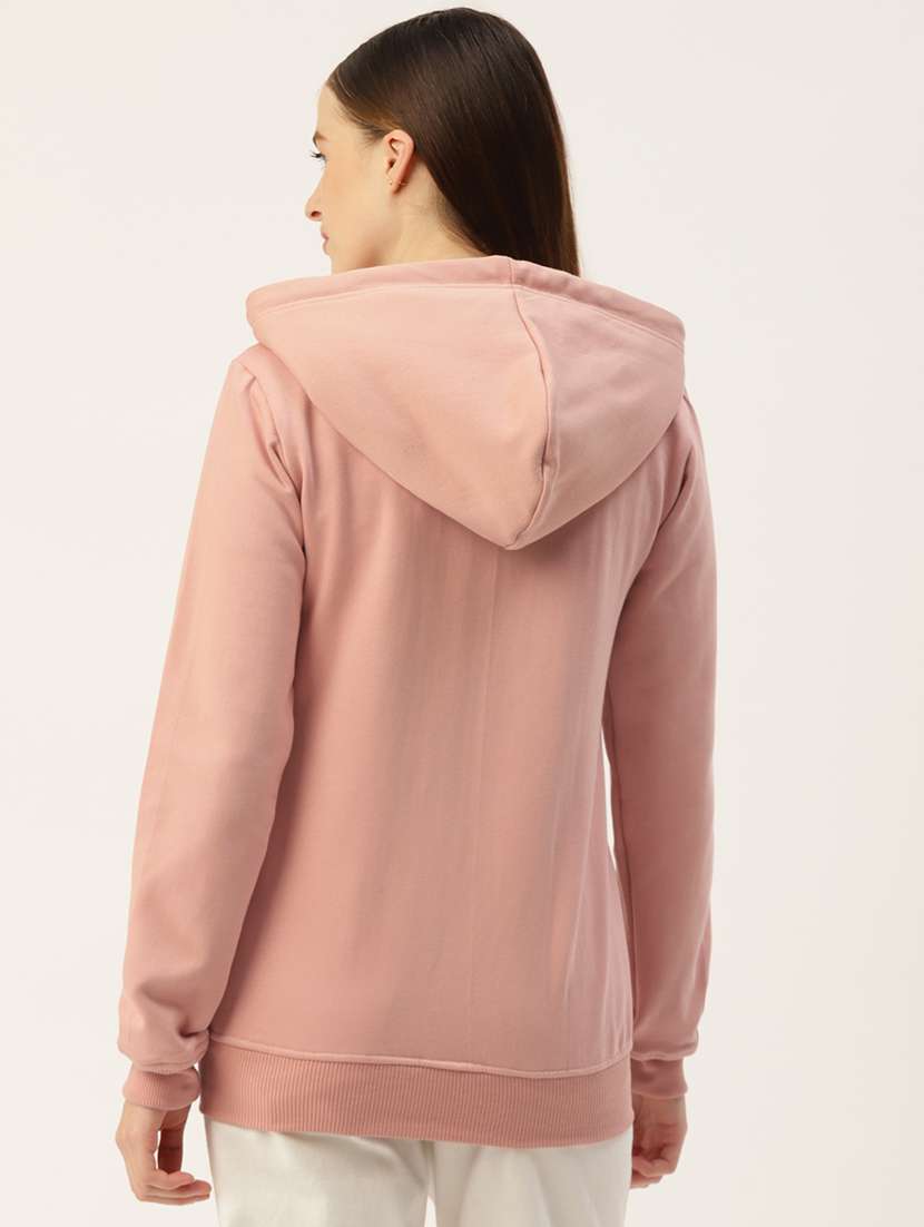 women solid long sleeve hooded sweatshirt - 22086942 -  Standard Image - 2